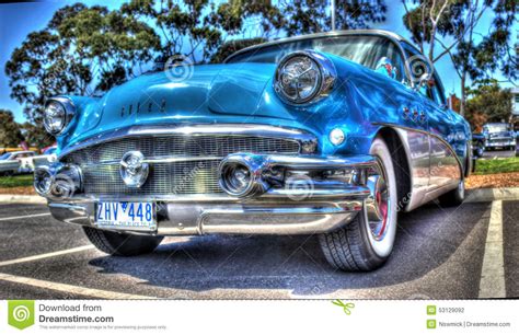 blue buick editorial photography image  retro tyres