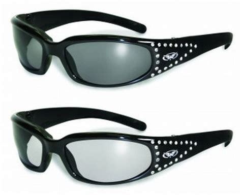 2 Womens Foam Padded Motorcycle Riding Sun Glasses 42 Rhinestones Smoke