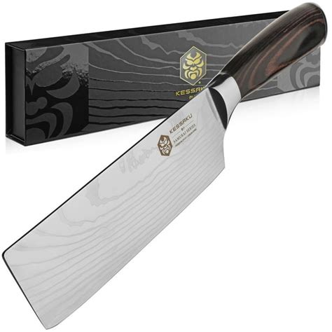 kessaku cleaver butcher nakiri knife samurai series japanese etched high carbon steel
