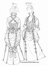 Steampunk Dress Victorian Sketch Corset Leather Fashion Clothing Skirt Sketches Bustle Wear Brocade Trim Client Denver Punk Steam Wedding Dressmakers sketch template