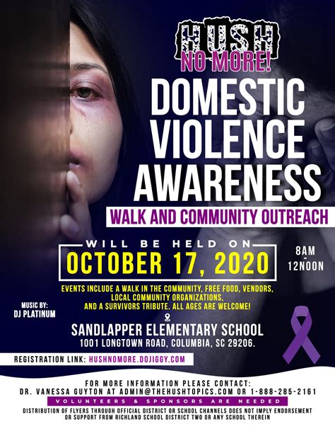 hush   domestic violence walk community outreach columbia