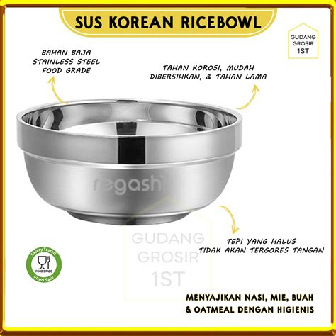 Jual Mangkok Nasi Stainless Mangkok Nasi Anti Panas Sus Korean Rice