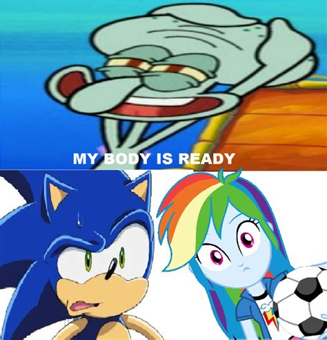 Sonic And Rainbow Dash Reaction To Sexy Squidward By