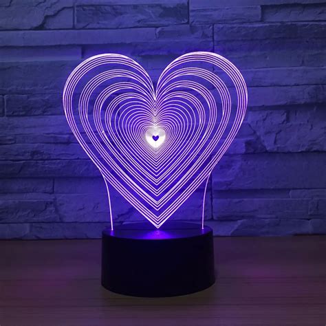 heart shape led  visual night light  colors change baby bedroom light led night lamp acrylic