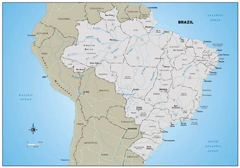 large detailed political and administrative map of brazil