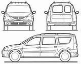Dacia Logan Mcv Blueprints 2007 Minivan Car sketch template