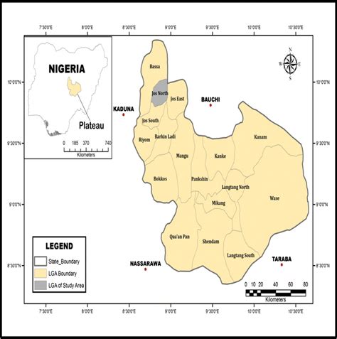 map  plateau state showing jos north lga   study area  located  scientific