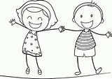 Holding Hands Cute Colouring sketch template