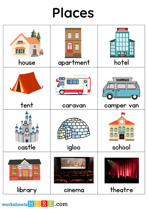 places names  pictures places flashcards  worksheets