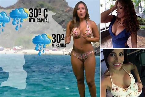sexy venezuelan weathergirl raises temperatures by reading a forecast
