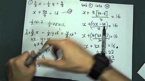 pmr simultaneous equation involve fraction youtube