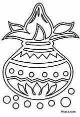 Diwali Coloring Pongal Pages Kids Kalash Rangoli Cheese Thai Color Decorations Matka Festivals Festival Designs Craft Hindu Crafts Colouring Drawing sketch template