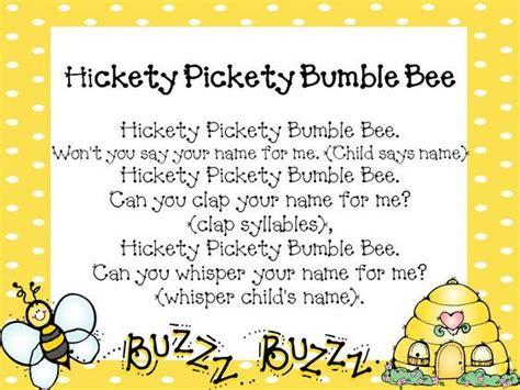 hickety pickety bumble bee say your name with me song with images kindergarten songs