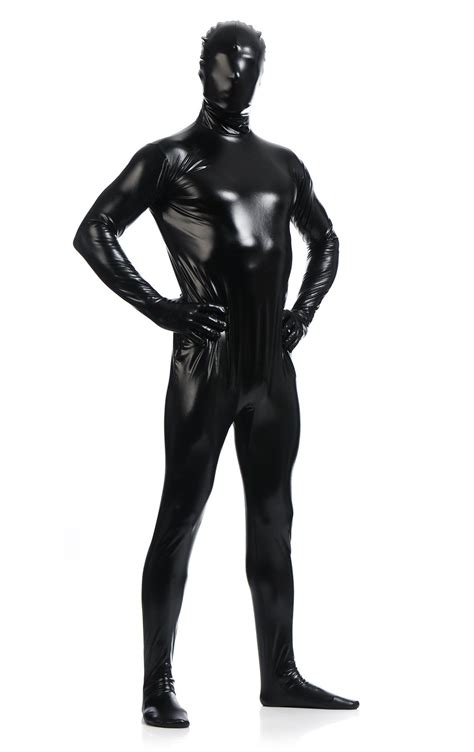 2021 adult full body black zentai shiny metallic catsuit lycra spandex