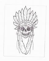 Skull Indian Headdress Deviantart Tattoo Coloring Pages Drawing Tattoos Headress Traditional Choose Board Aztec sketch template
