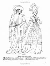 Coloring Medieval Fashion Dover Book Pages Fashions Amazon Tierney Tom Adult Books Clothing Ages Drawing Middle Dolls Paper Century Sca sketch template