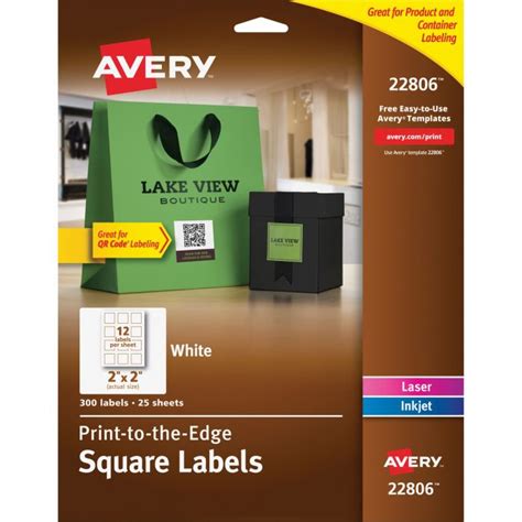 avery square    multipurpose label   pack white ld