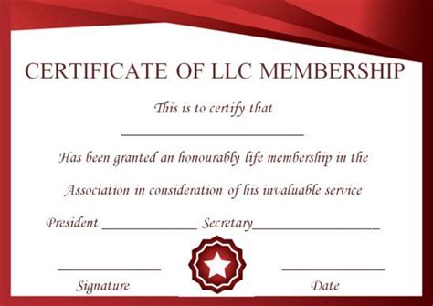 llc membership certificate template  templates  fill  member