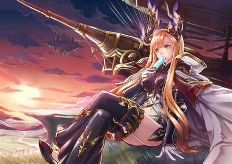 wallpaper ship blonde long hair anime girls armor