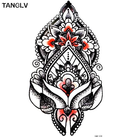 black red flower temporary tattoo body art arm flash tattoo stickers 21