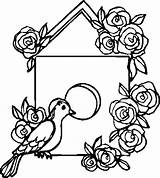 Coloring Pages Bird House Roses Decorating Color Colouring Visit Tocolor sketch template