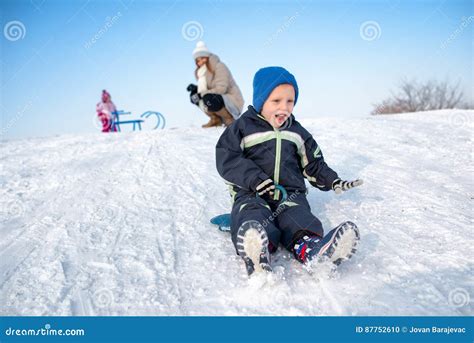 boy   snow stock photo image  recreation season