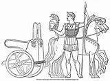 Chariot Greek Color Coloring Ancient Greece Soldier Bible Horses Spear Armor Description sketch template