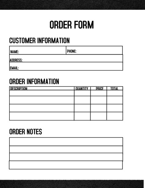 business order form template postermywall