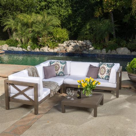 noble house brava gray  piece wood outdoor sectional set