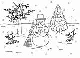 Coloring Pages Landscape Christmas Kids Winter Tree Scene Scenes Cute Snow Printable Colouring Adults Color Snowman Print Index sketch template