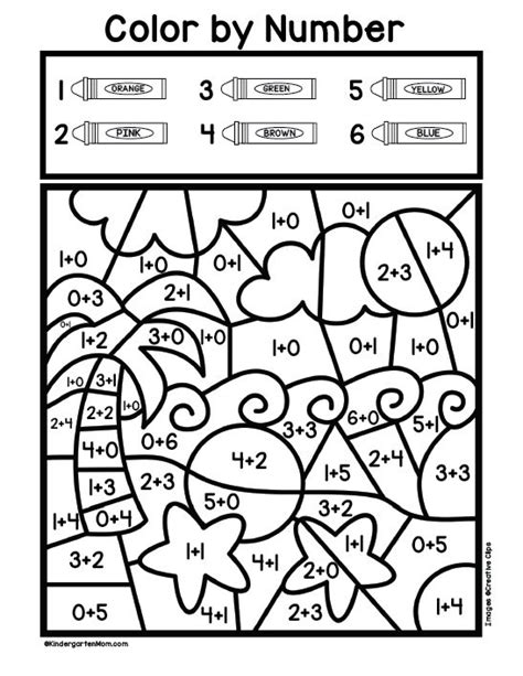 addition color  number worksheets kindergarten mom kindergarten