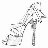 High Coloring Shoe Heel Shoes Drawing Pages Sapatos Fashion Sketches Para Illustration Color Drawings Heels Zapatos Pintar Desenhos Printable Draw sketch template