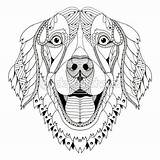 Golden Retriever Dog Coloring Zentangle Mandala Freehand Pattern Mandalas Vector sketch template