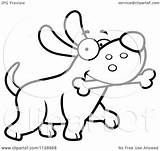 Dog Happy Cartoon Clipart Outlined Strutting Bone Cory Thoman Coloring Vector 2021 sketch template
