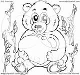 Hugging Panda Lineart Valentine Heart Illustration Visekart Royalty Clipart Vector sketch template