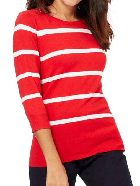 collection  collection red white stripe zip shoulder jumper  size