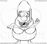 Pudgy Snorkeler Granny Idea Clipart Cartoon Cory Thoman Outlined Coloring Vector sketch template