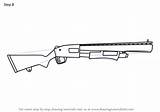 Fortnite Shotgun Pump Draw Drawing Step Tutorials sketch template
