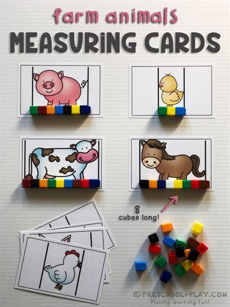 farm animals measuring cards printable measuring  standard