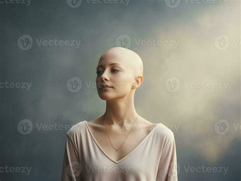 Ai Generated Portrait Of Caucasian Bald Girl Alopecia And Cancer