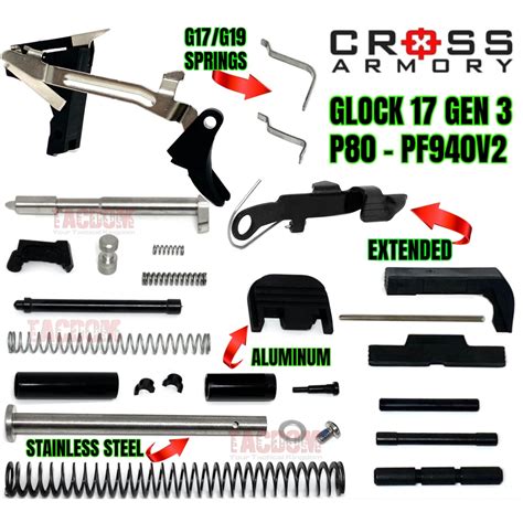 Cross Armory Upgraded Lower And Upper Slide Frame Parts Kit For Glock