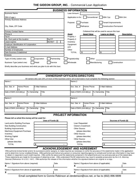 Printable Sample Loan Document Form Business Plan