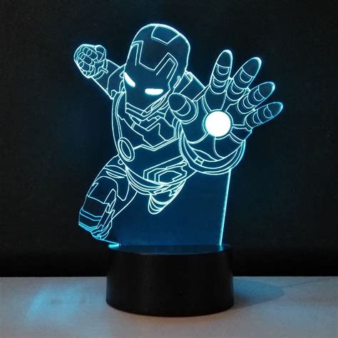 flying iron man led night light  color changing table lamp