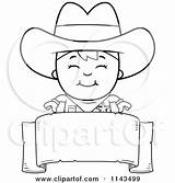 Cowboy Sheriff Kid Blank Banner Cartoon Clipart Coloring Happy Over Cory Thoman Outlined Vector sketch template