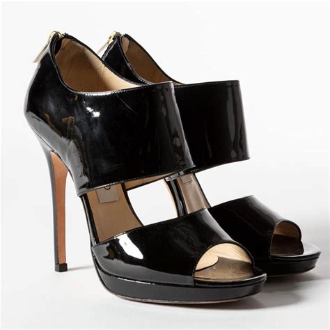 lot  pairs  jimmy choo black patent leather heels