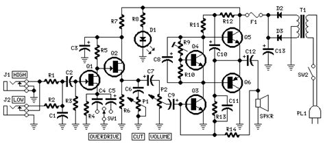 build guitar amplifier circuit diagram