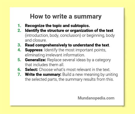 write  summary step  step guide  examples