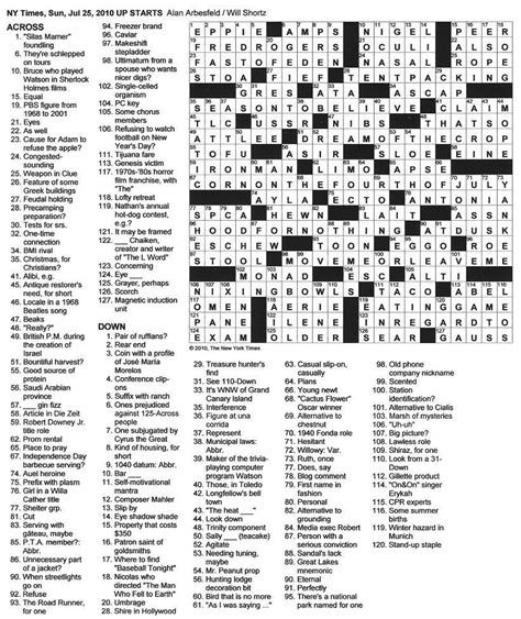 york times crossword printable   printable