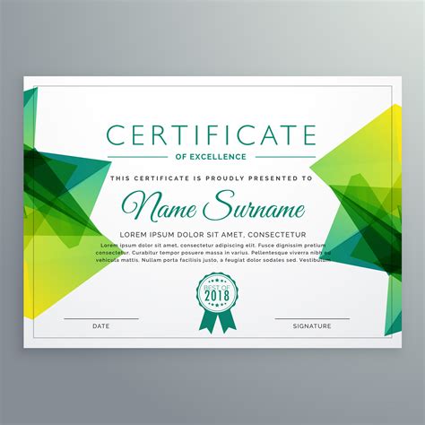 modern vector certificate template  green abstract shapes