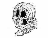 Braid Skull Mexican Coloring Dibujo Calavera Para Colorear Trenza Mejicana Con Coloringcrew Zentangles Halloween sketch template